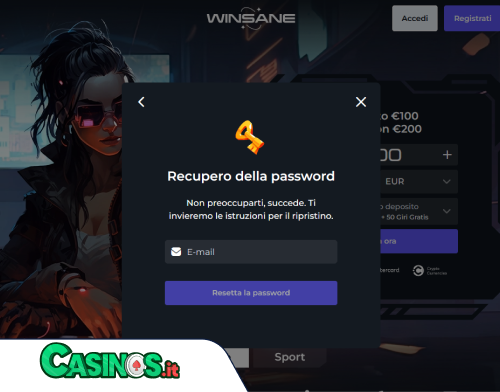 Winsane Casino problema di accesso