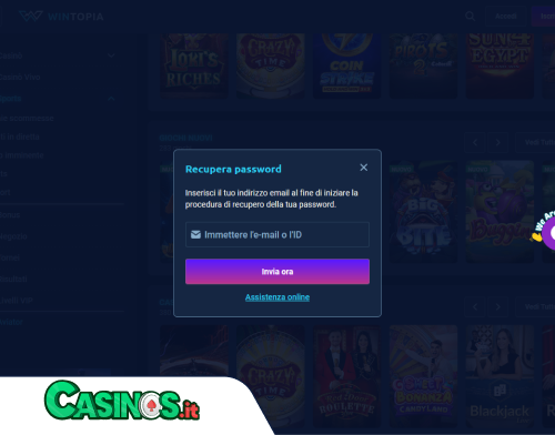 Wintopia Casino problema di accesso