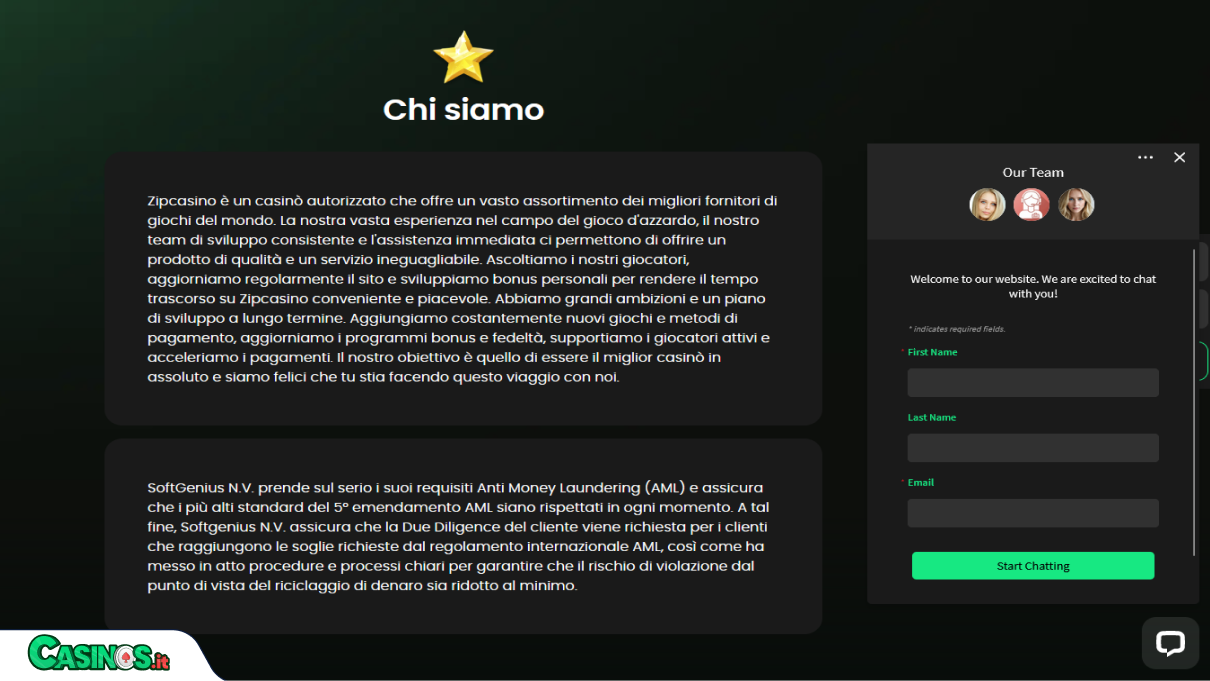 Zip Casino Supporto